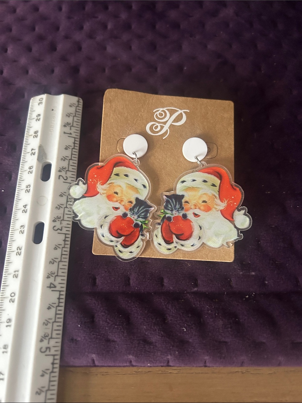 Festive Santa Claus Drop Earrings - Red and White Holiday Design